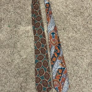 Dior Brown and Green Silk Ties Geometric Patterns Bundle (2)